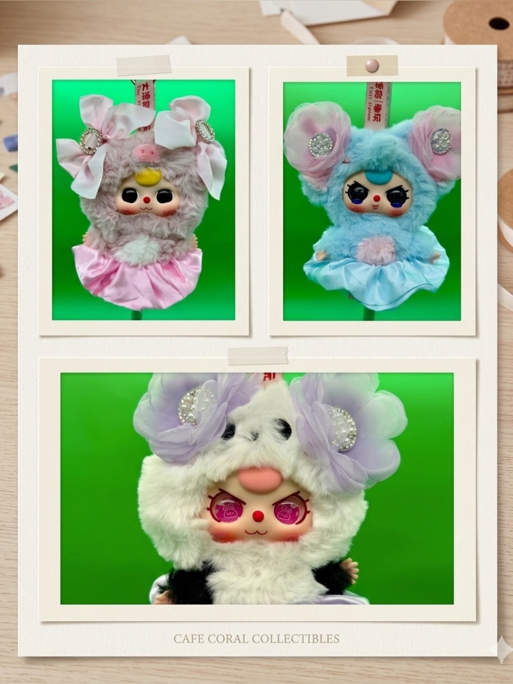 Plush Baby three Delovely collection with Pastel Skirts and Floral Headpieces